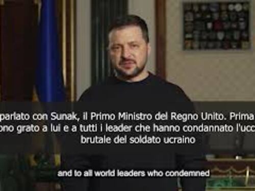 Zelensky: Grazie a leader che hanno condannato uccisione brutale del soldato ucraino