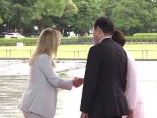 Meloni arriva alla riunione del G7 a Hiroshima