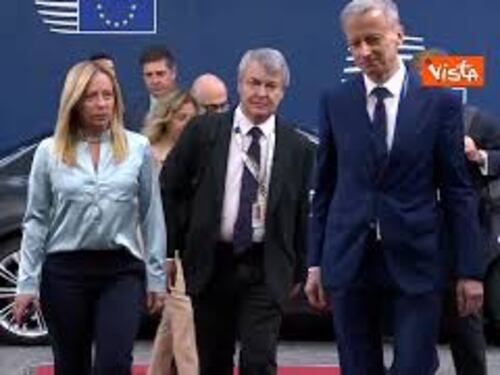 Meloni arriva al vertice Ue-Celac all'Europa Building di Bruxelles