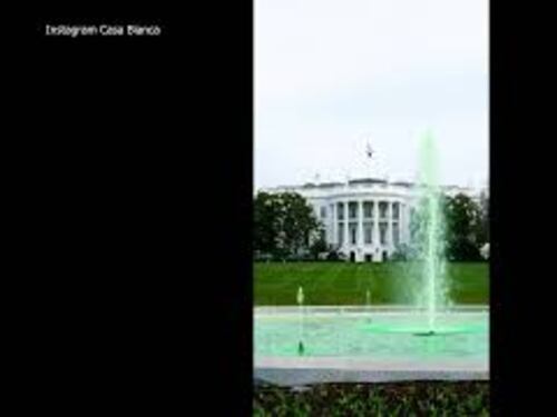 L'acqua della fontana della Casa Bianca si colora di verde per San Patrizio