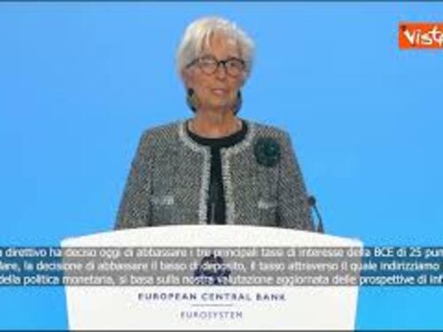 Lagarde: "Abbasseremo tassi di interesse della BCE di 25 punti base"