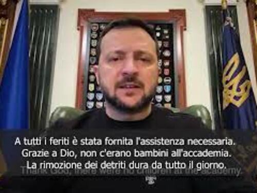Zelensky: Attacco contro l'Accademia delle arti a Kiev