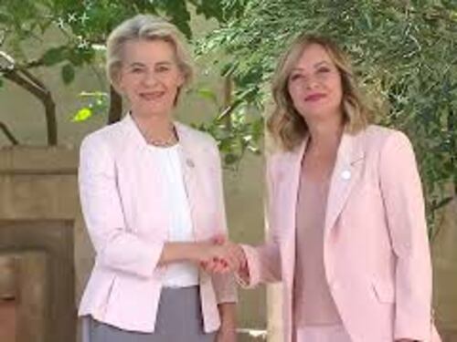 G7, Meloni accoglie Ursula von der Leyen