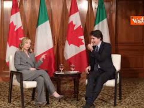 G7, Meloni scherza con Trudeau: "Al prossimo incontro devi parlare italiano" e lui: "Grazie"