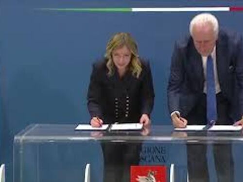 Meloni e Giani firmano accordi di coesione tra Governo e regione Toscana