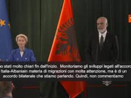 Migranti, von der Leyen: Accordo Italia-Albania bilaterale. Monitoriamo, non commentiamo SOTTOTITOLI