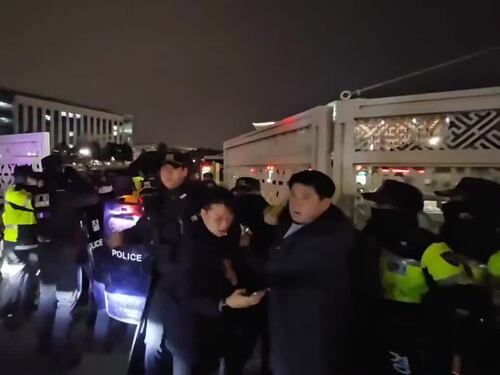 Proteste fuori dal parlamento di Seul