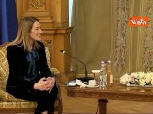 Metsola a Bucarest ricevuta dal Presidente del Senato rumeno, Nicolae Ciucă