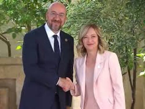 G7, Meloni accoglie il presidente del Consiglio Ue Michel