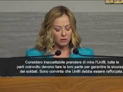 Meloni in Libano: "Missione Unifil va rafforzata, prenderla di mira inaccettabile"