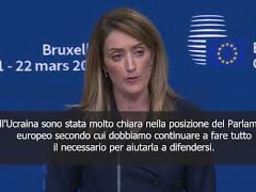 Metsola: Continuare con sostegno all'Ucraina, passare da retorica ai fatti - SOTTOTITOLI