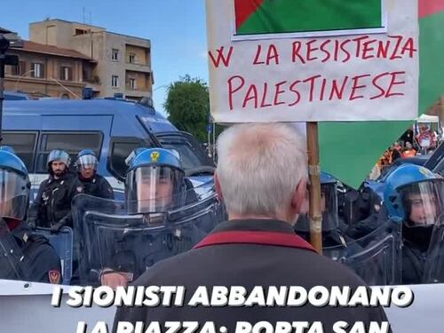 Pro-Palestina esultano per lo scioglimento del corteo della Brigata ebraica
