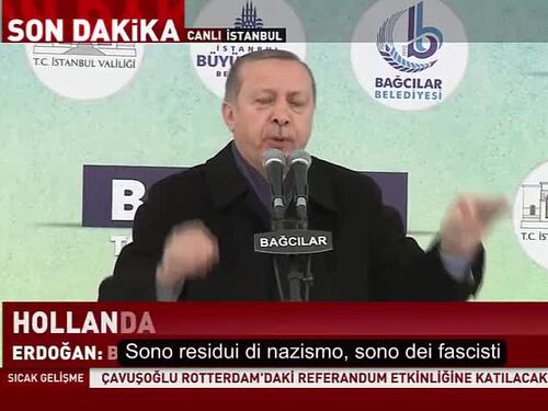 Erdogan: "Olanda residuo di nazismo, fascista"
