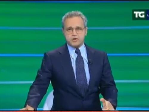 Mentana, ancora problemi in diretta: non riesce a finire i titoli