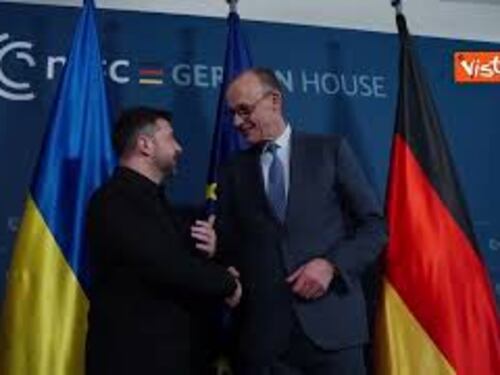 Bilaterale tra il Presidente dell'Ucraina Zelensky e il cancelliere tedesco Merz a Monaco