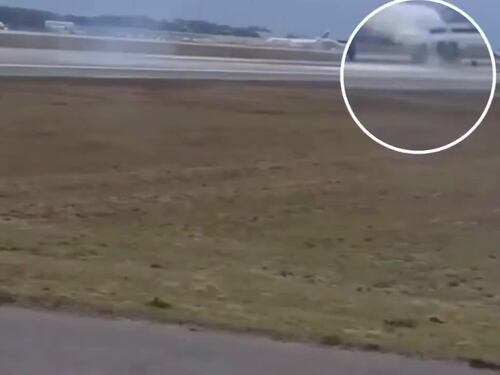 L'aereo perde una ruota durante l'atterraggio: immagini choc dallo scalo di Orlando (Florida)