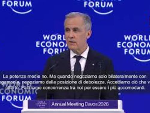 Premier Canada Carney a Davos: Medie potenze devono unirsi attorno al tavolo, o diventano menù
