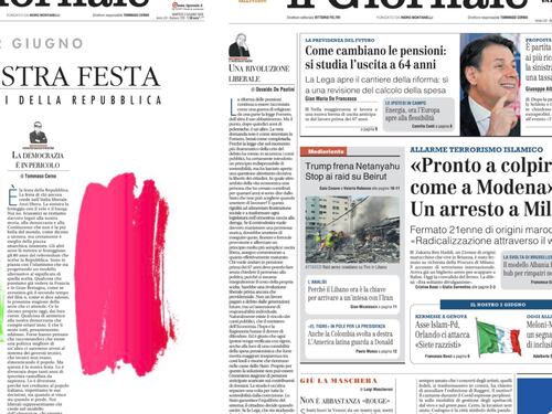 La prima pagina del Giornale: La nostra festa, allarme terrorismo, l’Ue segue il modello Albania