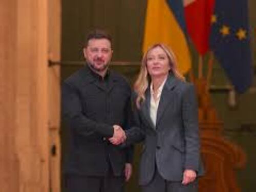 Meloni riceve a Palazzo Chigi il Presidente ucraino Zelensky