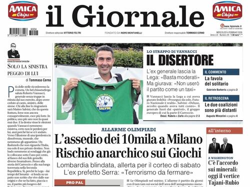 Vannacci lascia la Lega, allarme anarchici per Milano-Cortina, la Vonn in gara con il crociato rotto