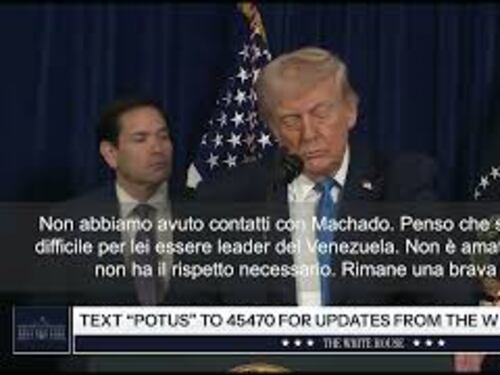 Trump: Machado non è amata dal Venezuela. Difficile che sia leader
