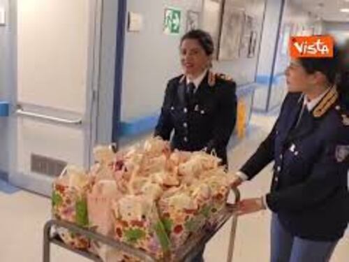 Polizia di Stato in visita all'Unita Spinale del CTO di Roma in occasione della Pasqua