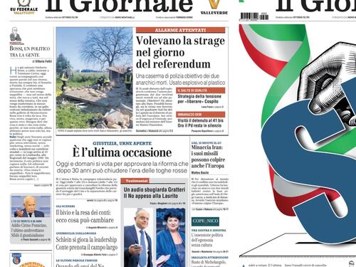 La prima pagina del Giornale: SÌ vota, Gratteri sbugiardato, i piani degli anarchici morti a Roma