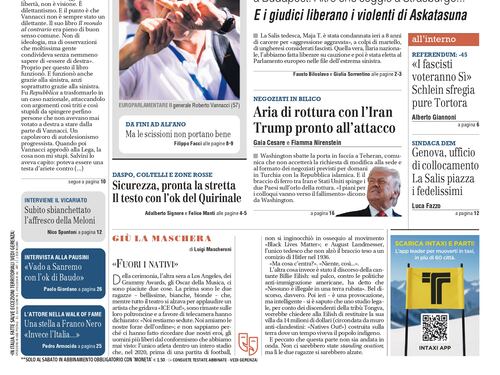 La prima pagina del Giornale: 8 anni di carcere alla Salis tedesca, il caso Vannacci e la crisi Usa-Iran