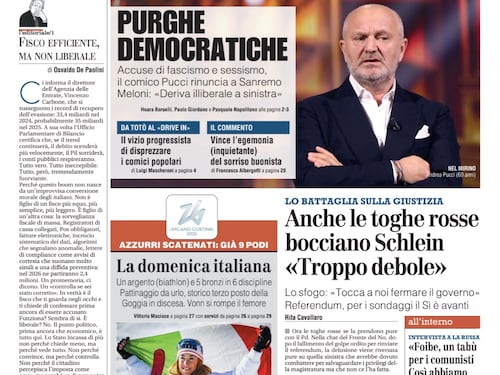 Purghe democratiche su Sanremo, l’intervista a La Russa sulle foibe e la domenica straordinaria per gli italiani alle Olimpiadi