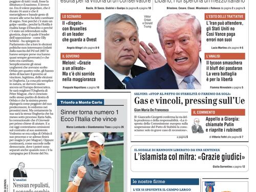 La prima pagina del Giornale: Orban sconfitto dopo 16 anni, Ira di Trump per Hormuz, l’assurda morte di un papà per un rimprovero