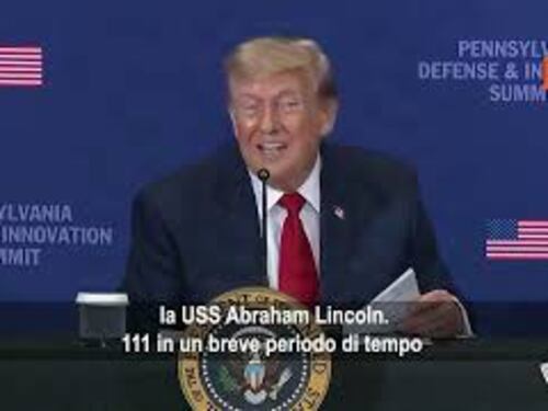 Trump: Lanciati 111 missili contro la portaerei Lincoln tutti abbattuti facilmente in mare