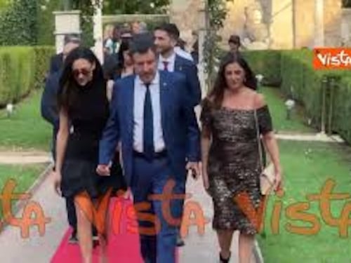 Salvini insieme a Francesca Verdini arrivano a Villa Taverna per celebrazioni 'Freedom 250'