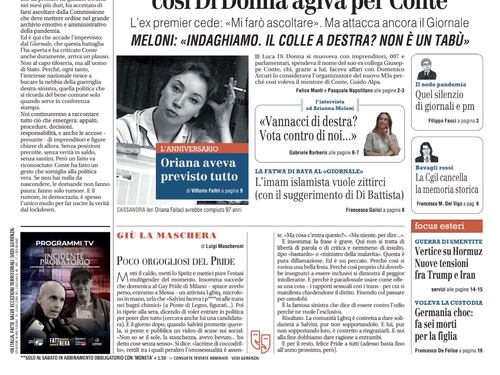 Tutti gli sms sul caso Covid, l’intervista ad Arianna Meloni, il ricordo di Oriana Fallaci