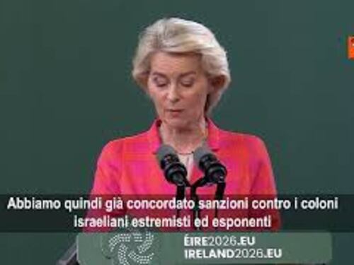Von der Leyen: Espansioni coloni in Cisgiordania inaccettabile, proposta restrizioni ai prodotti