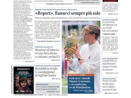 Sinistra da sempre coi terroristi, caso Ranucci, Sinner re di Wimbledon