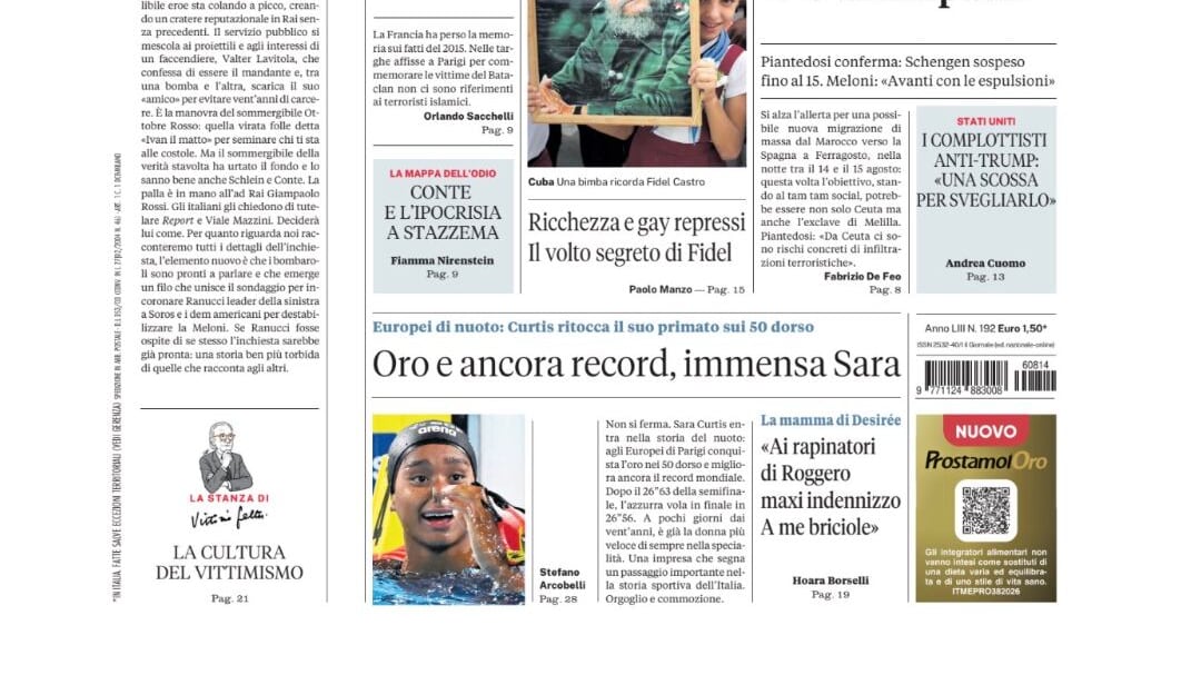 Caso Ranucci: ora parla la banda, migranti: scontro con la Germania, ancora oro agli europei