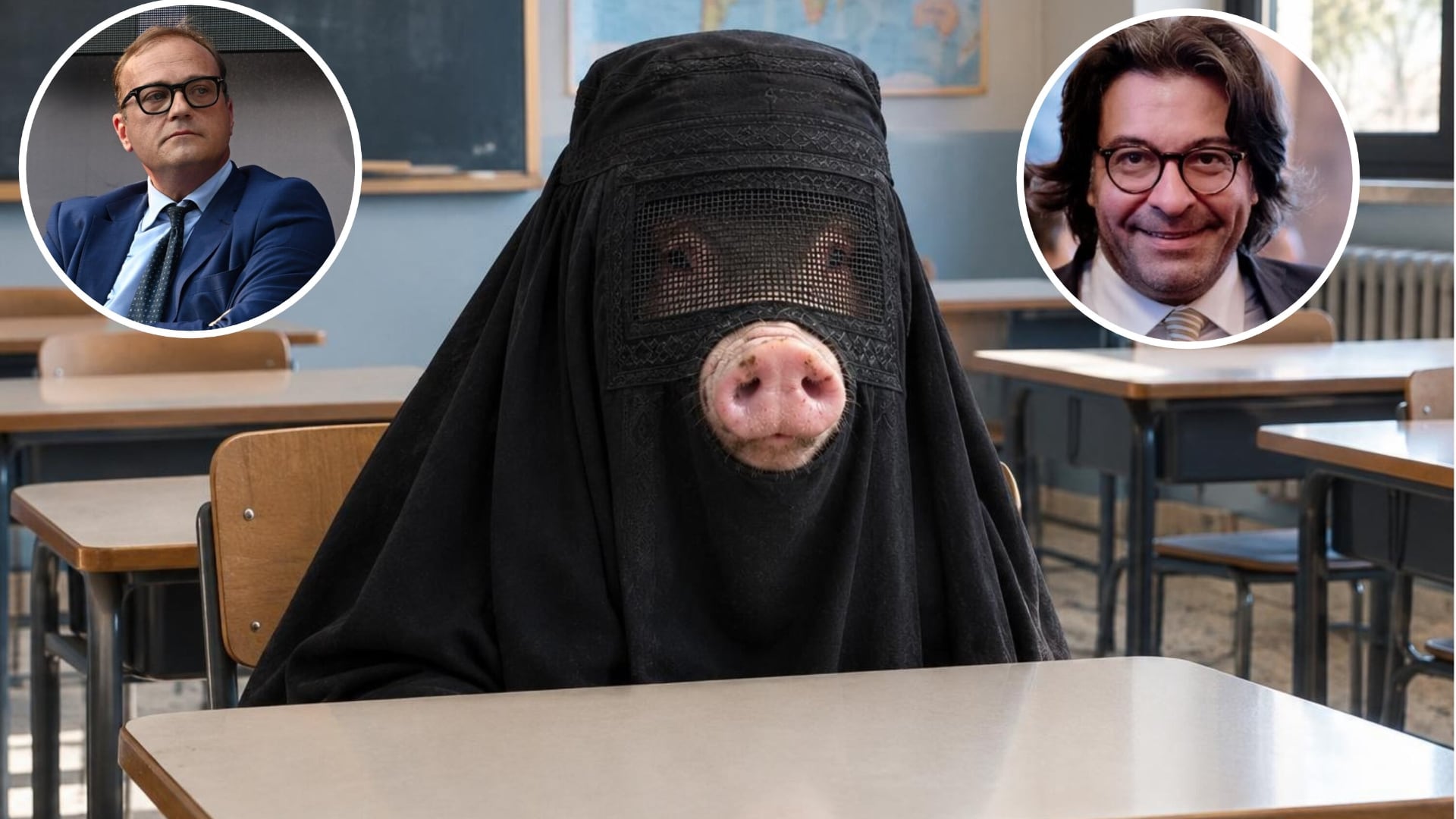 Porco burqa, gli islamici ci vietano pure il prosciutto nelle scuole